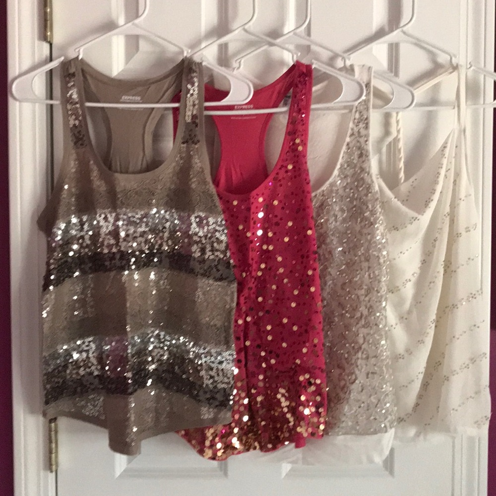 Sequenced and embellished tank tops
